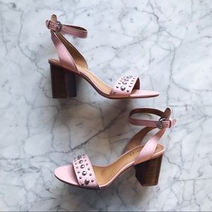NEW Coach Paige Studded Pink Leather Sandal Heels
